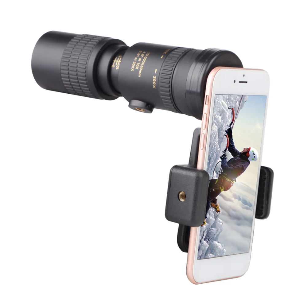 10-300X40mm BAK4 Prism Monocular Telescope Spotting Scope with Smartphone Holder and Tripod for Adults Bird Watching For Outdoor