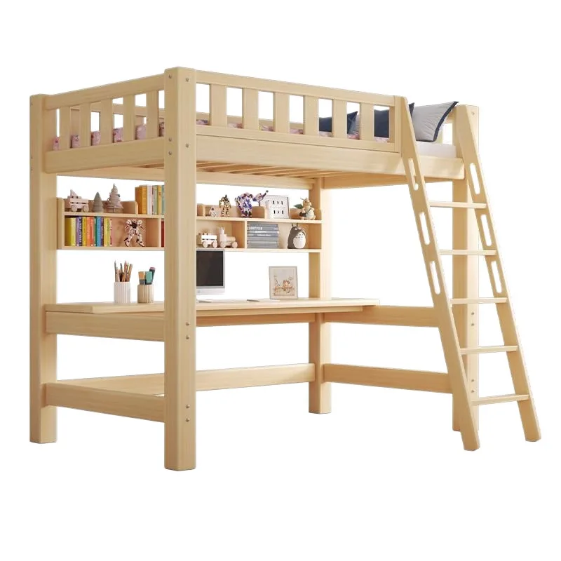 

Solid wood elevated sheets, upper and lower empty, children's small apartment