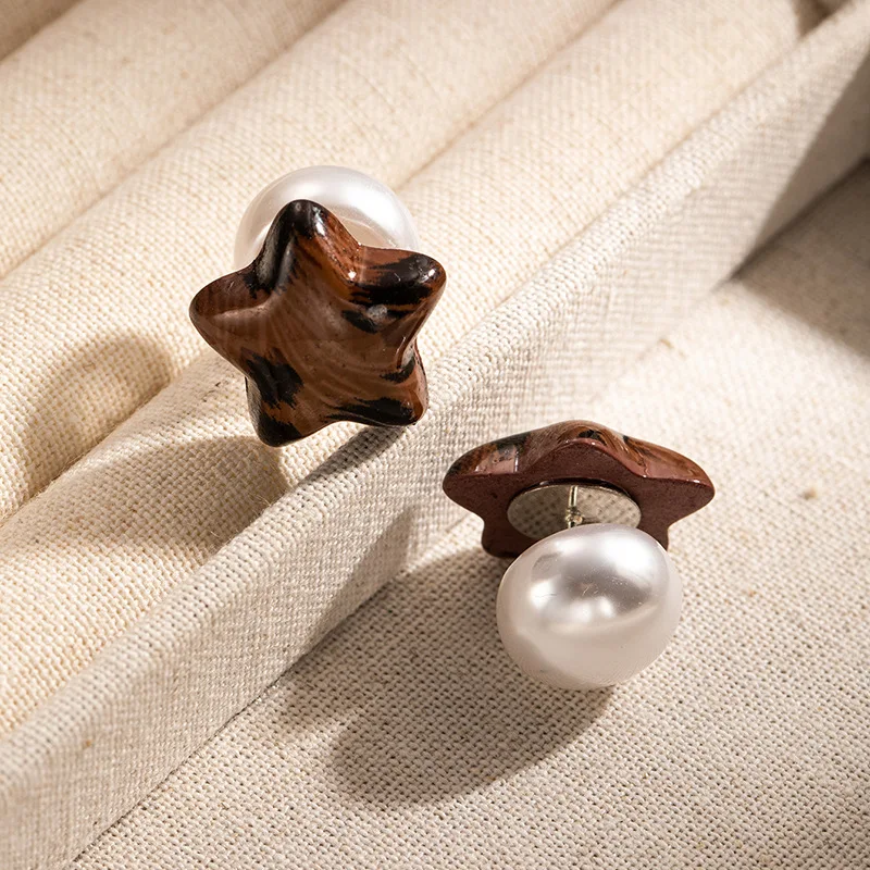 Leopard Print Stud Earrings Set Tortoiseshell Acrylic Pack Resin Flower Bow Knot Hoop Pearl Drop Jewelry Kit Box Unisex Stud