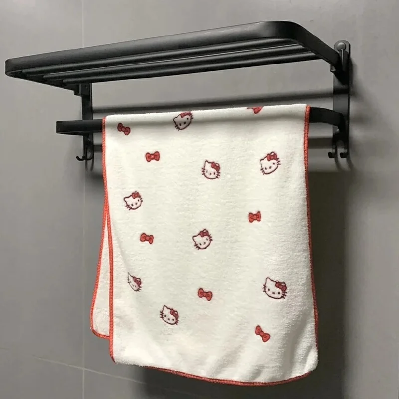 Hello Kitty Animation Peripheral Kawaii Pure Cotton Children'S Towel Creative Girl'S Heart-Absorbing Face Towel