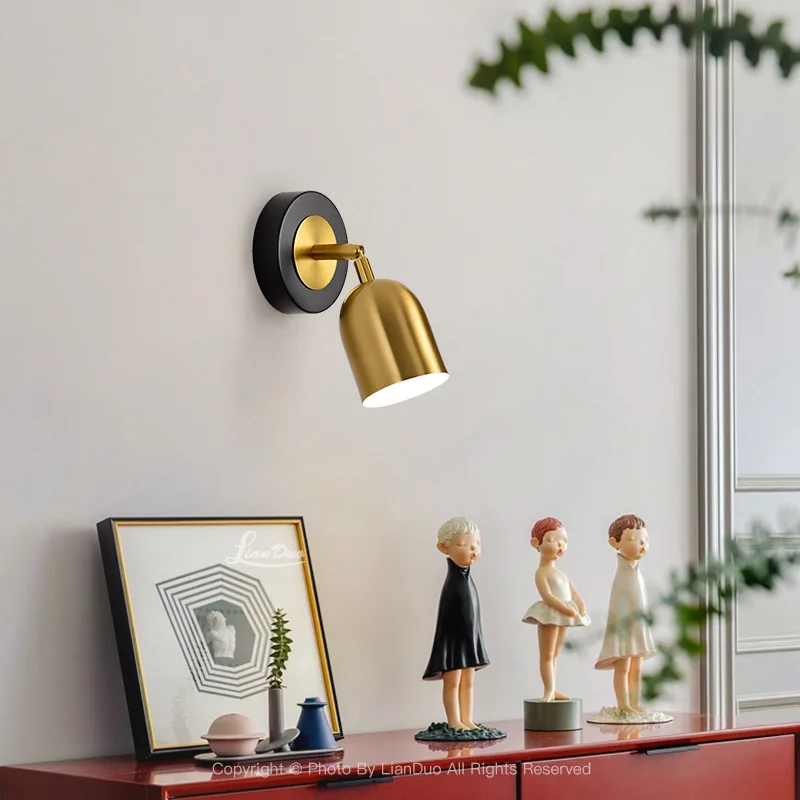 Modern Rotating LED Wall Lamp Mirror Front Design for Bedroom Hotel Corridor Interior Decoration Projection Light