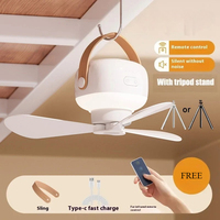 Rechargeable Hanging Fan Light 7200mAh Electric Portable Home Outdoor Camping Tent Standing Fan Light Remote Control Dormitory