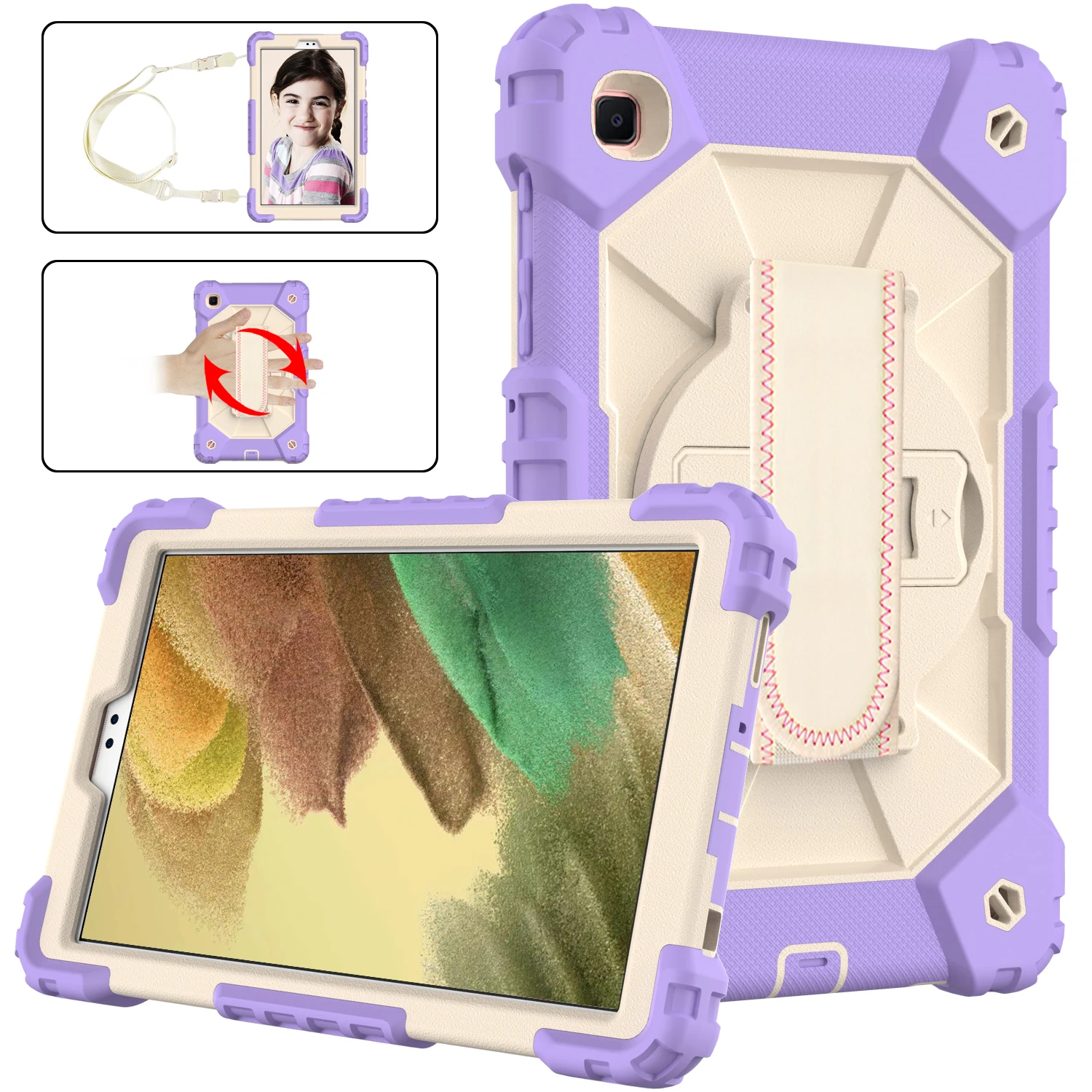 

Armor Stand Case For Samsung Galaxy Tab A7 Lite 8.7 2021 SM-T220 T225 Heavy Duty 360 Rotating Cover For A 8.0 2019 SM-T290 T295