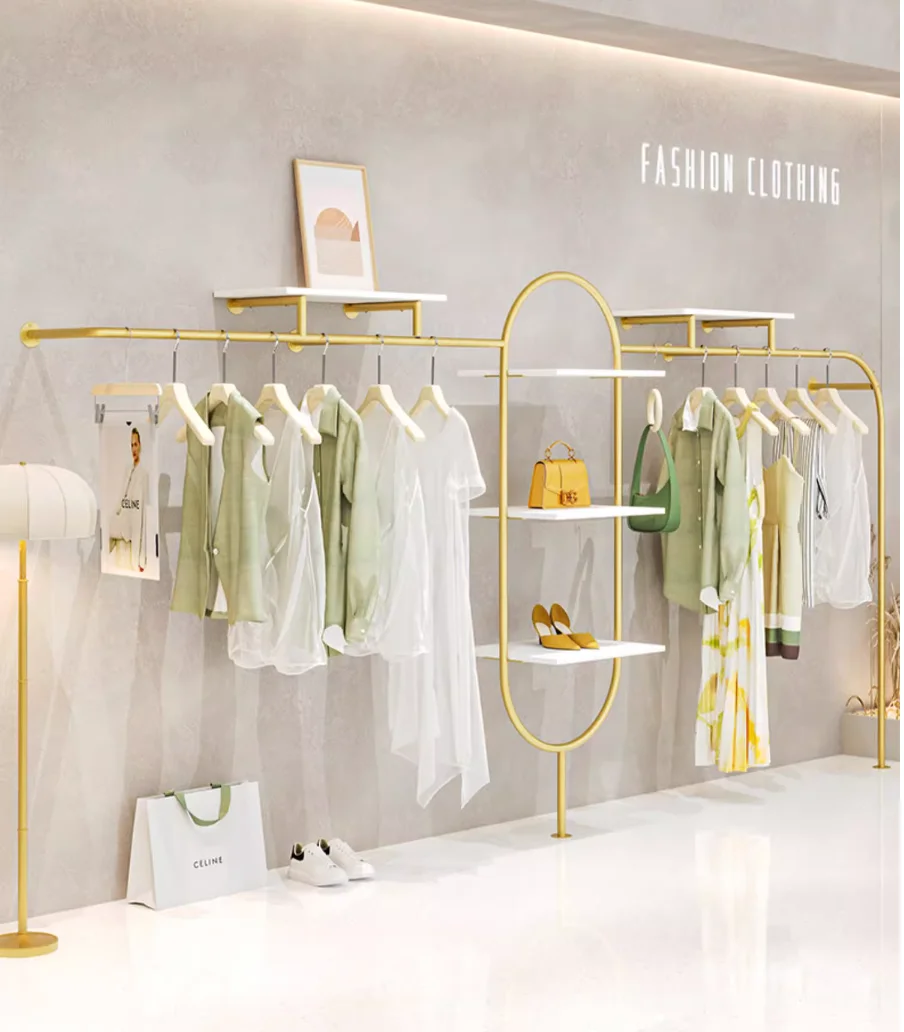 Clothes rack display rack clothing store on the wall multi-layer storage rack clothes display shelves