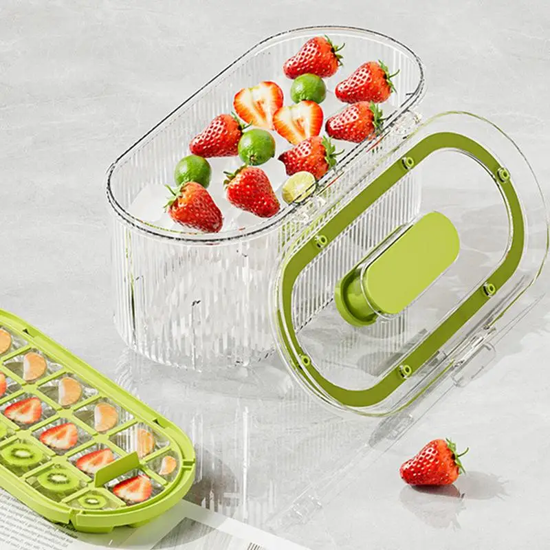 

Cube Ice Tray Ice Making Box Easy Release Tray Mold Container Box With Lid For Fridge Freezer Kitchen Coffee Beverage Whisky