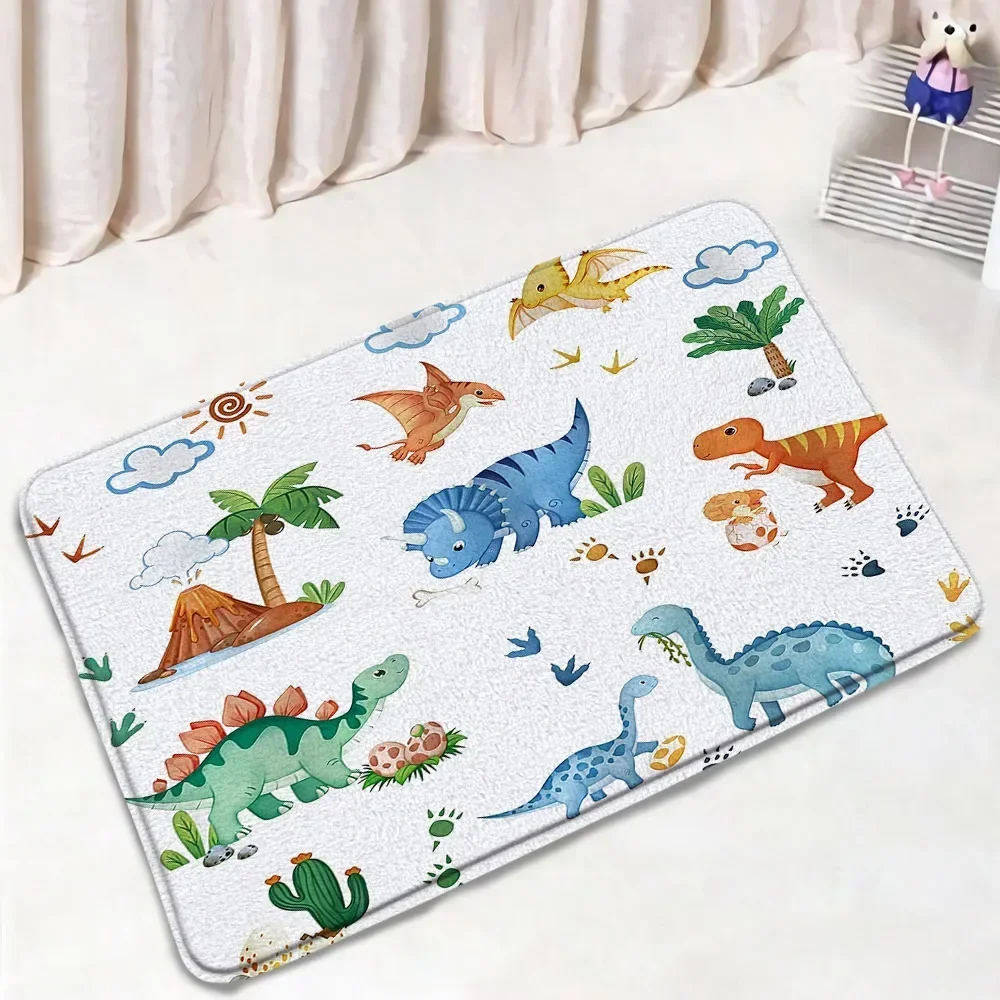 Cute Cartoon Animal Print Doormat Dinosaur Ocean Space Dog Pattern Non Slip Floor Mat for Bedroom Indoor Home Entrance Decor