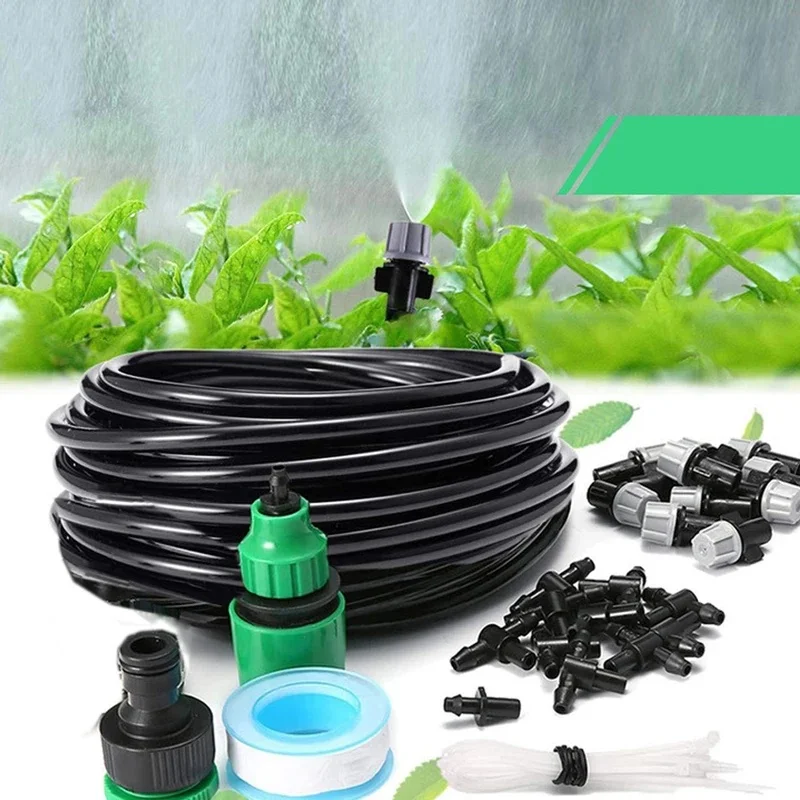 Greenhouse 10M-30M DIY Drip Irrigation System Automatic Watering Garden Hose Micro Drip Watering Kits with Adjustable Drippers
