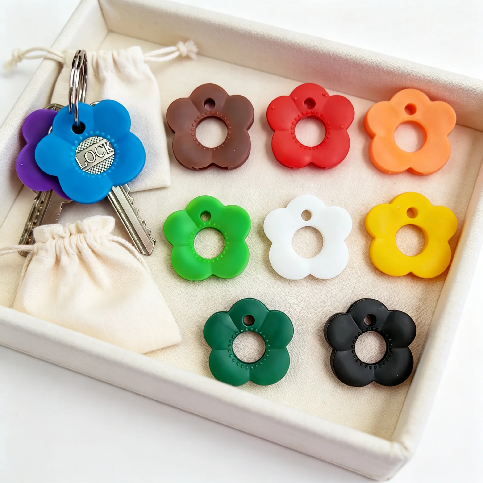 20 Pcs Key Covers, Adorable Flower Key Covers, Premium Silicone Key Caps, Soft And Durable Key Protector Caps For House Keys