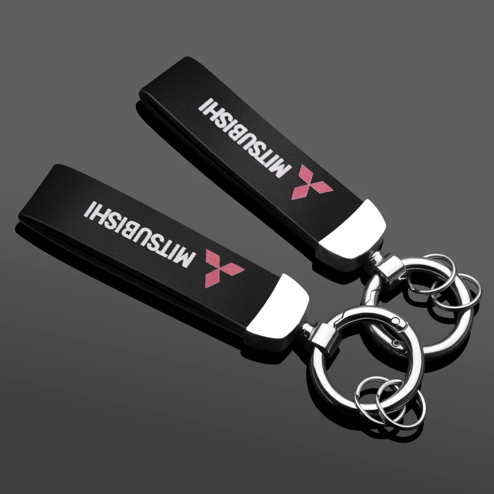 

Металлический/кожаный автомобильный брелок для ключей, брелок для ключей для Mitsubishi Ralliart Pajero L200 Galant RVR Lancer ASX Outlander Competition