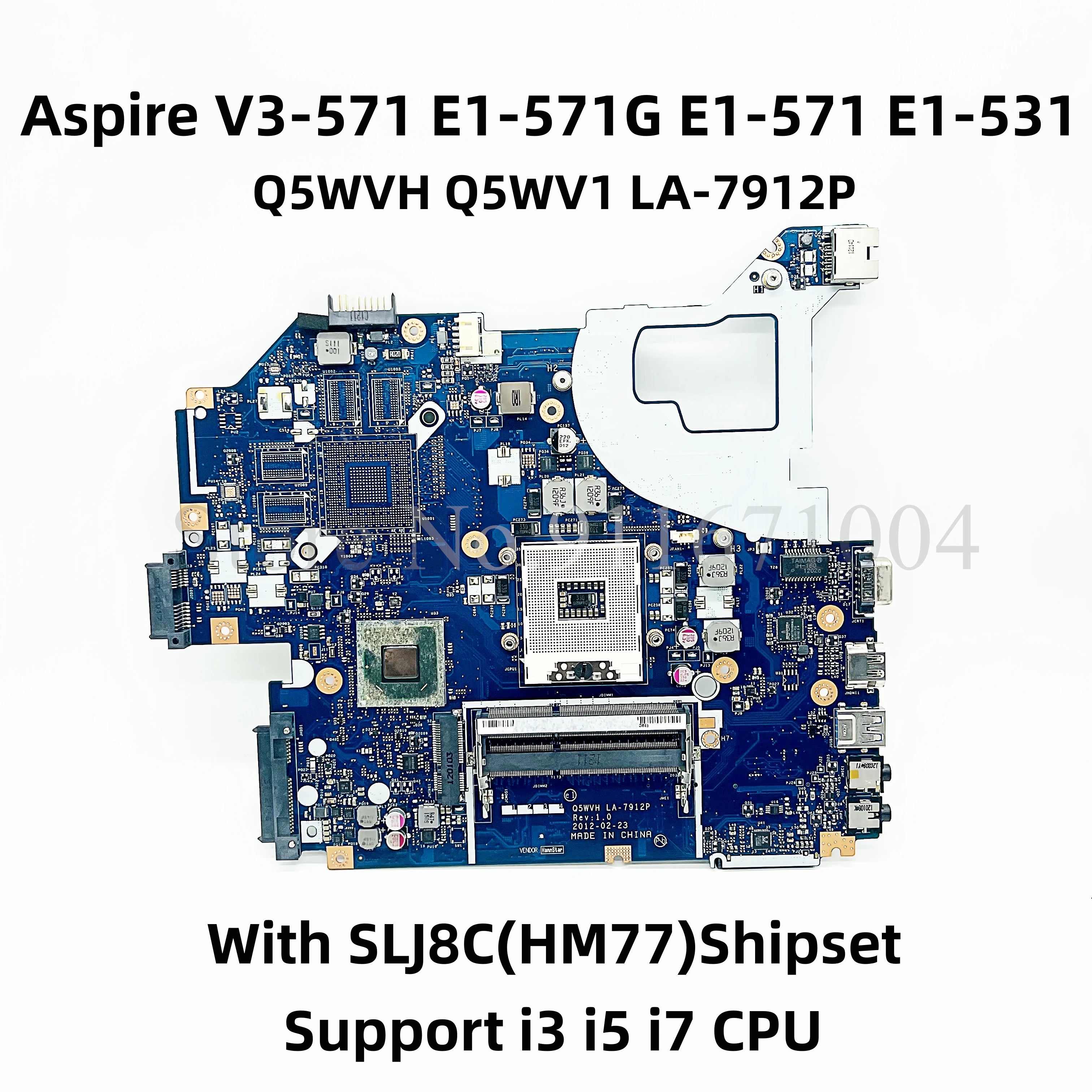 For Acer Aspire V3-571 E1-571G E1-571 E1-531 Laptop Motherboard Q5WVH Q5WV1 LA-7912P MB With HM70 HM77 Chipset 100% Fully Tested