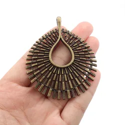 2Pcs Tibetan Bronze Layer Thread Fence Shape Large Hollow Charms Pendant For Necklace DIY Jewelry Making Supplies