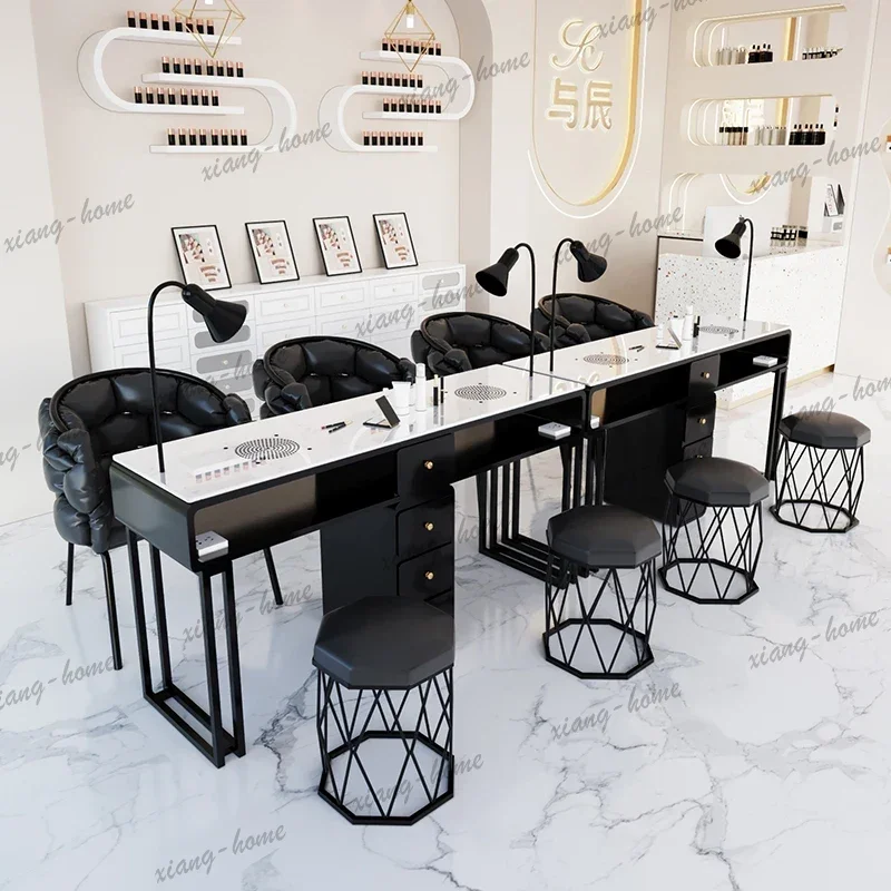 LJY Sleek Durable Nail Table Italian Minimalist Premium Classic Nail Table Beautiful Design Bureau Manucure Salon Furniture