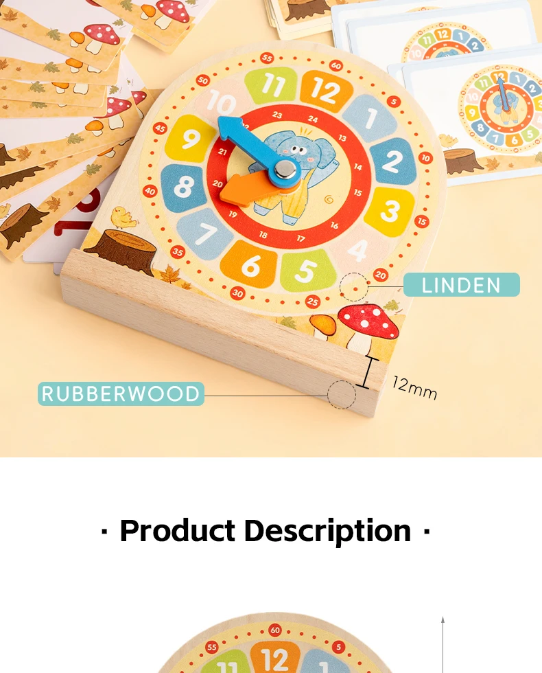 Hölzerne Digitaluhr Lehrmittel Uhrmodelle Puzzle Kinderspielzeug zur Zeitverständnis-Förderung – Detail 10