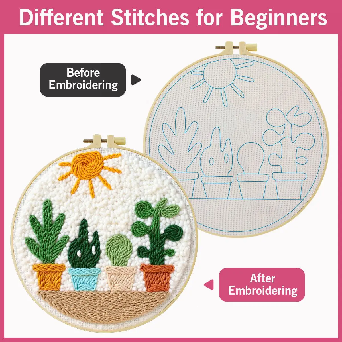 20X20CM/7,87 Zoll Pflanzenmotiv-Stickset, Stickerei-Set, gestrickte Stickerei, DIY-Handarbeit, Geschenk – Detail 5
