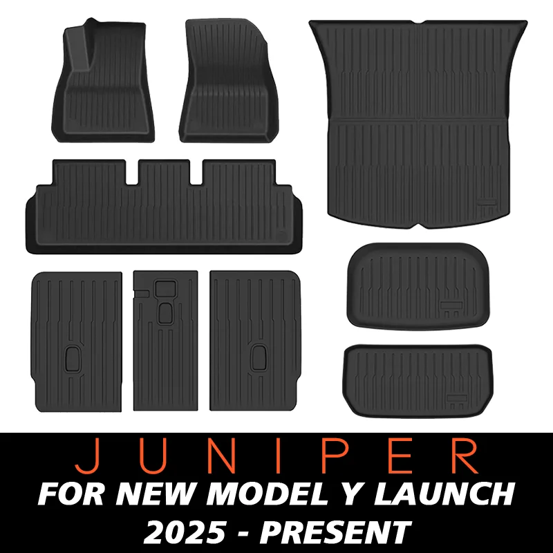 

Для нового Tesla Model Y Launch 2025+ Коврики Juniper TPE и вкладыш грузового багажника Всепогодные коврики в багажник Коврики для спинки сиденья