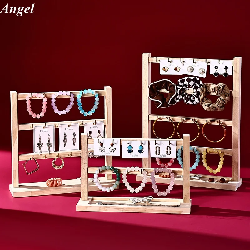 

2025 Wooden Jewelry Display Stand, 6-Layer Multi-Functional Earring Necklace Organizer Holder for Bracelet Hair Scrunchie, Stora