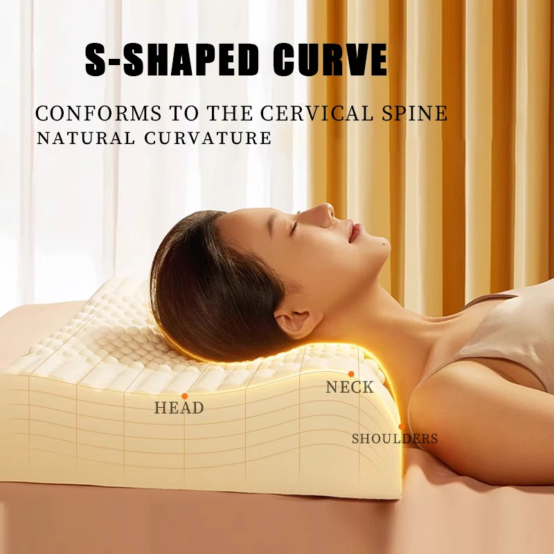 

Authentic Thai Latex Pillow for Neck Support Sleep Aid Memory Pillow for Home Use Deep Sleep Rubber Pillow Core with Antibacteri