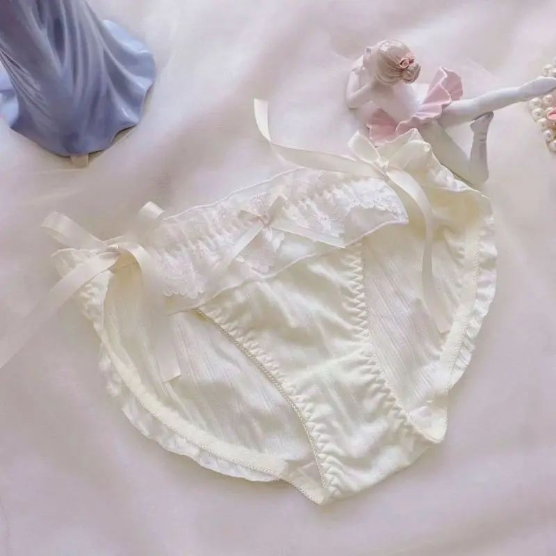 Princess Style Sexy Lacing Cute Lovely Sweety Panties Women Elasticity Ruffles Cotton Lolita Cosplay Underwear Breifs