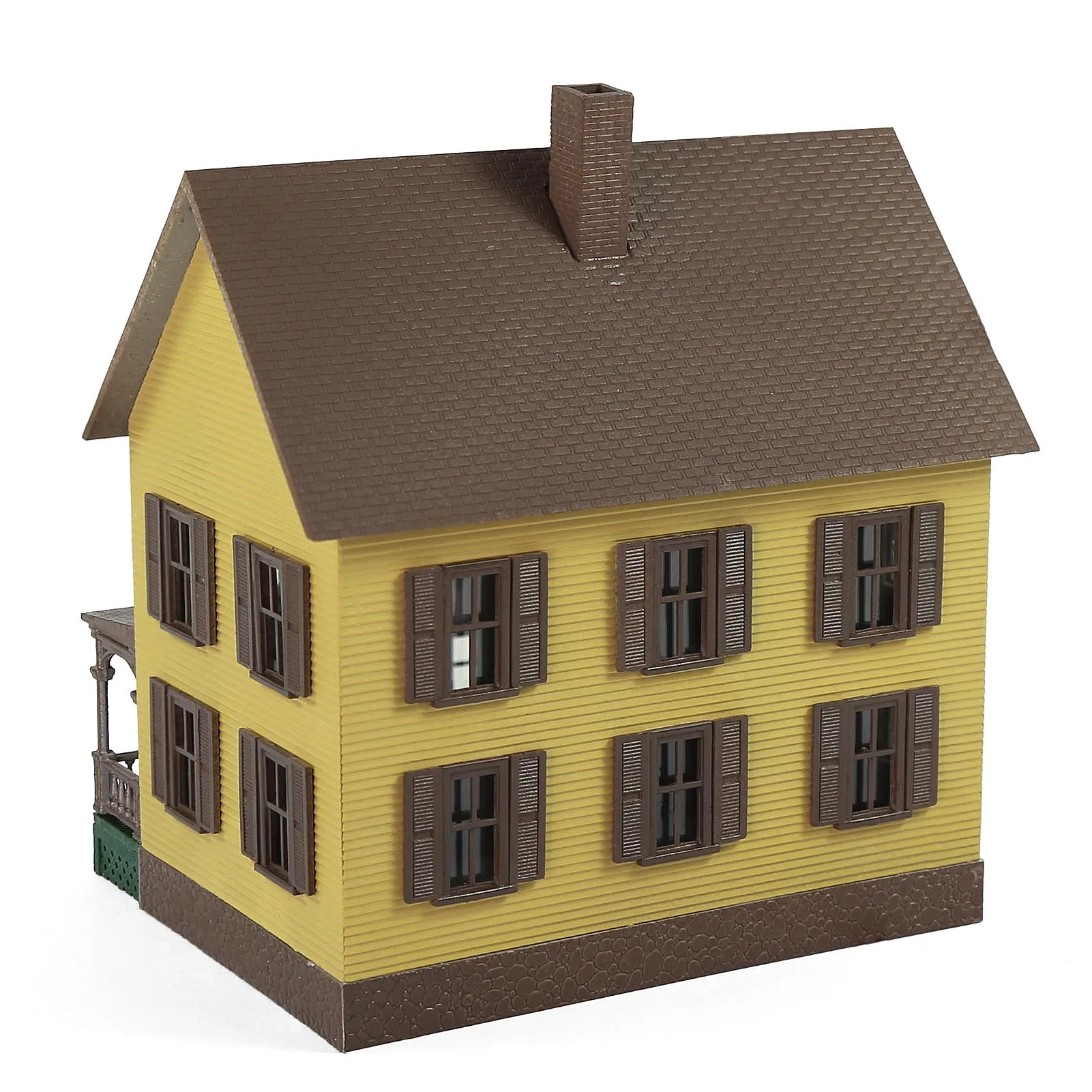 Evemodel HO Scale Village House with Porch Architectural Building Assembled Painted JZ8709