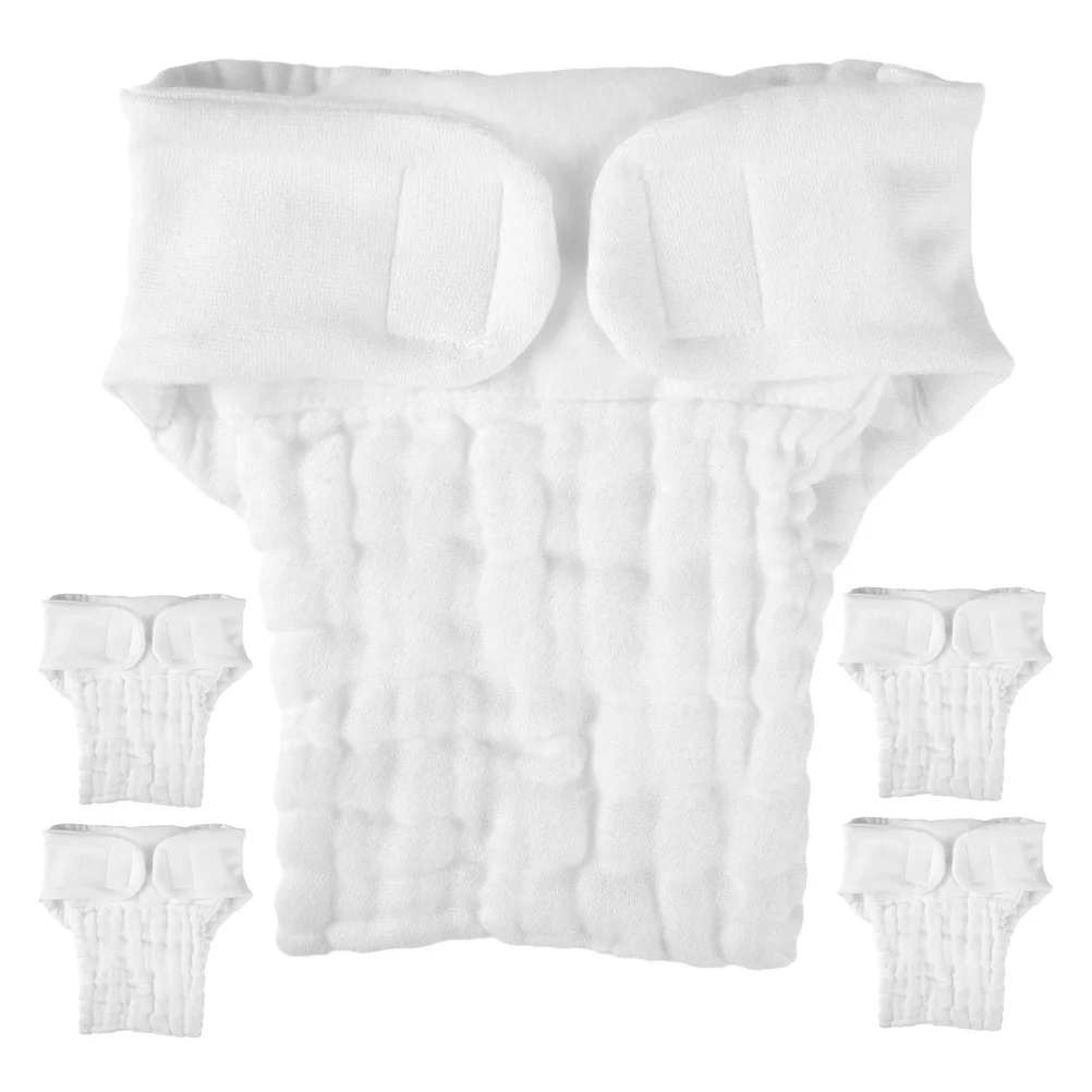 

5pcs Infant Cotton Diaper Reusable Nappy Insert Liners Washable Absorbent Baby Cloth Diapers For Newborn Daily Use Swimming