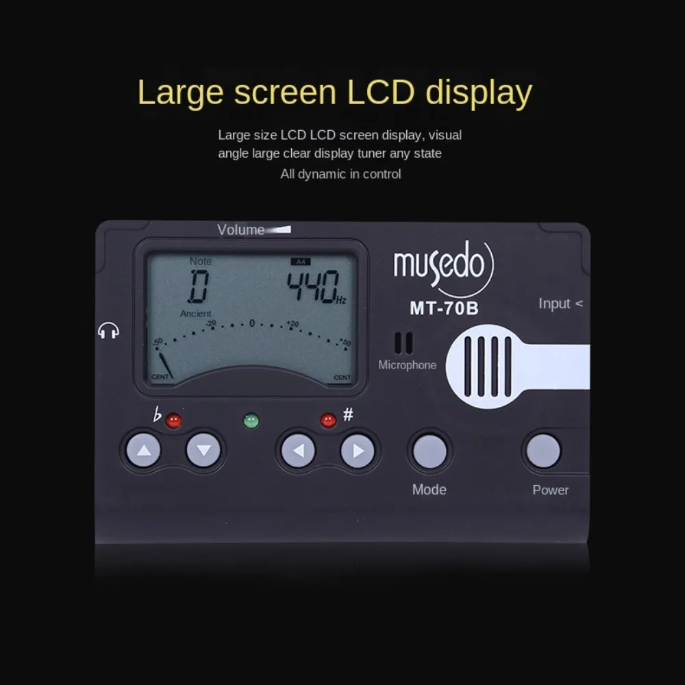 Built-In Microphone Music Tuner with Clip Simple Operation 3 in 1 Metronome Tone Generator LCD 3 Modes Electronic Metronome