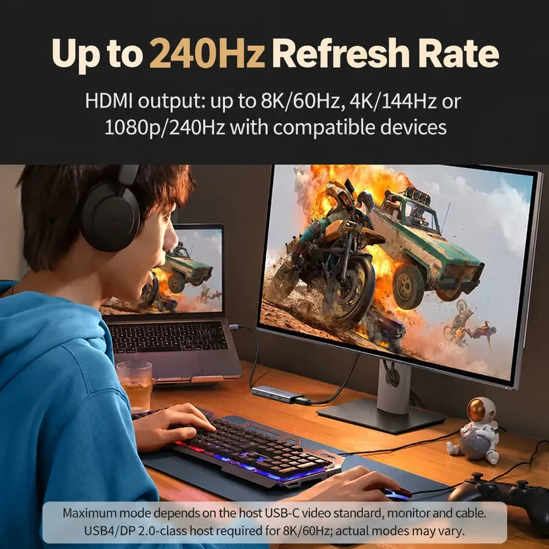 UGREEN 90376 CM500 USB4 5-in-1 USB-C Hub, HDMI up to 8K 60Hz, 2 USB-C and 2 USB-A 3.2 Gen 2 10Gbps Data Ports