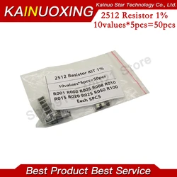 50PCS Alloy resistance 2512 SMD Resistor Samples kit ,10 kindsX5pcs=50pcs R001 R002 R005 R008 R010 R015 R020 R025 R050 R100