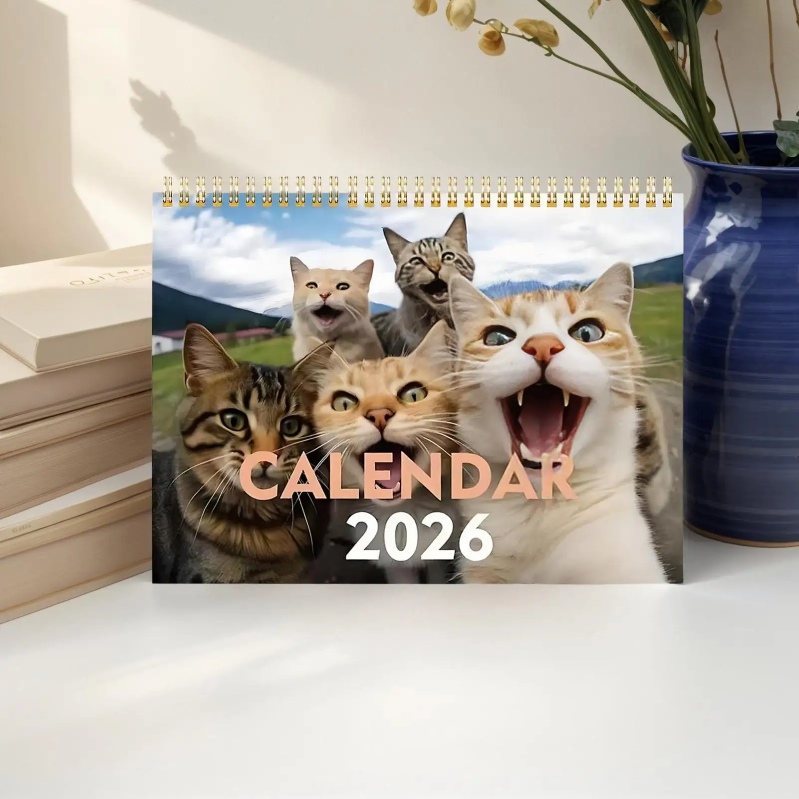 تقويم القط 2026 12 شهرًا جدول تقويم موضوع القط العمودي للبالغين والأطفال والطلاب والمعلمين وغرفة النوم والفصول الدراسية والمنزل