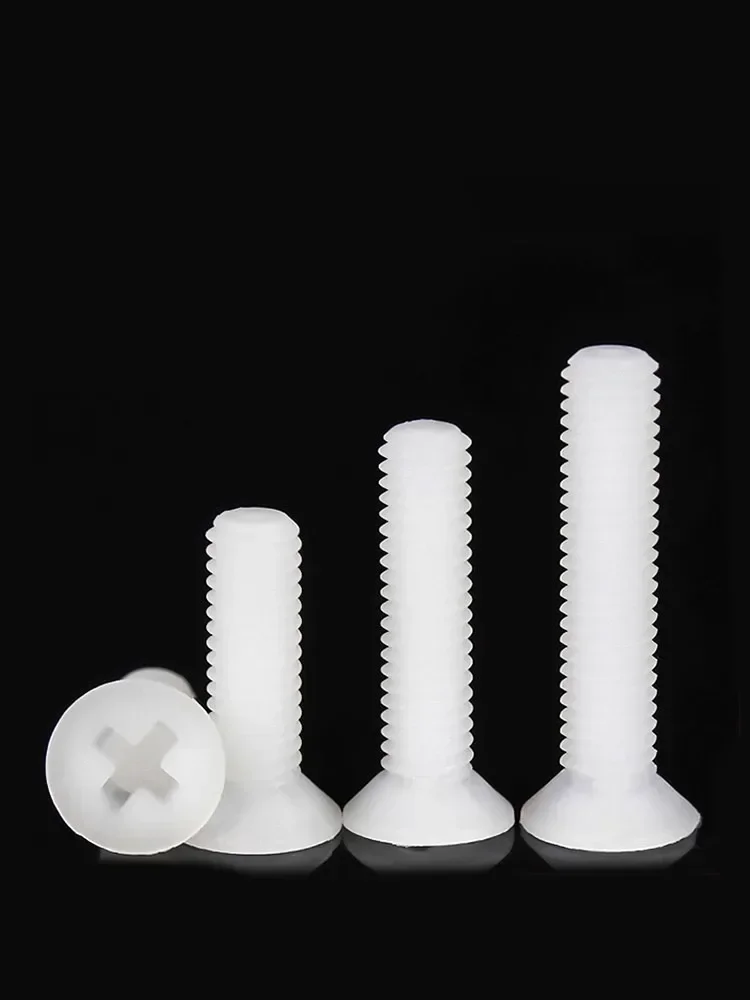 20-100pcs M2 M2.5 M3 M4 M5 M6 M8 White Nylon Countersunk Head Screws Plastic Phillips Flat Head Bolts length: 4~ 40mm