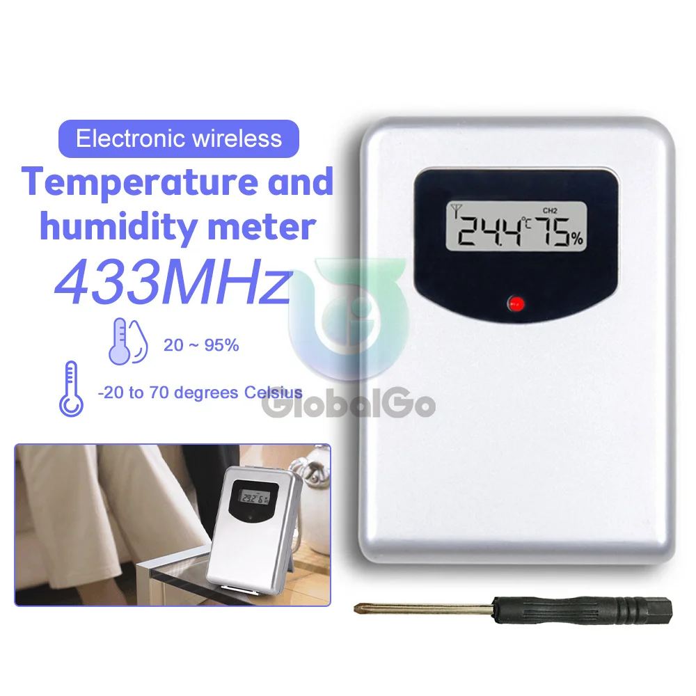 433MHz Remote Digital Wireless Thermometer Sensor Humidity Brackets Practical Hygrometer Monitor Wireless Weather Station