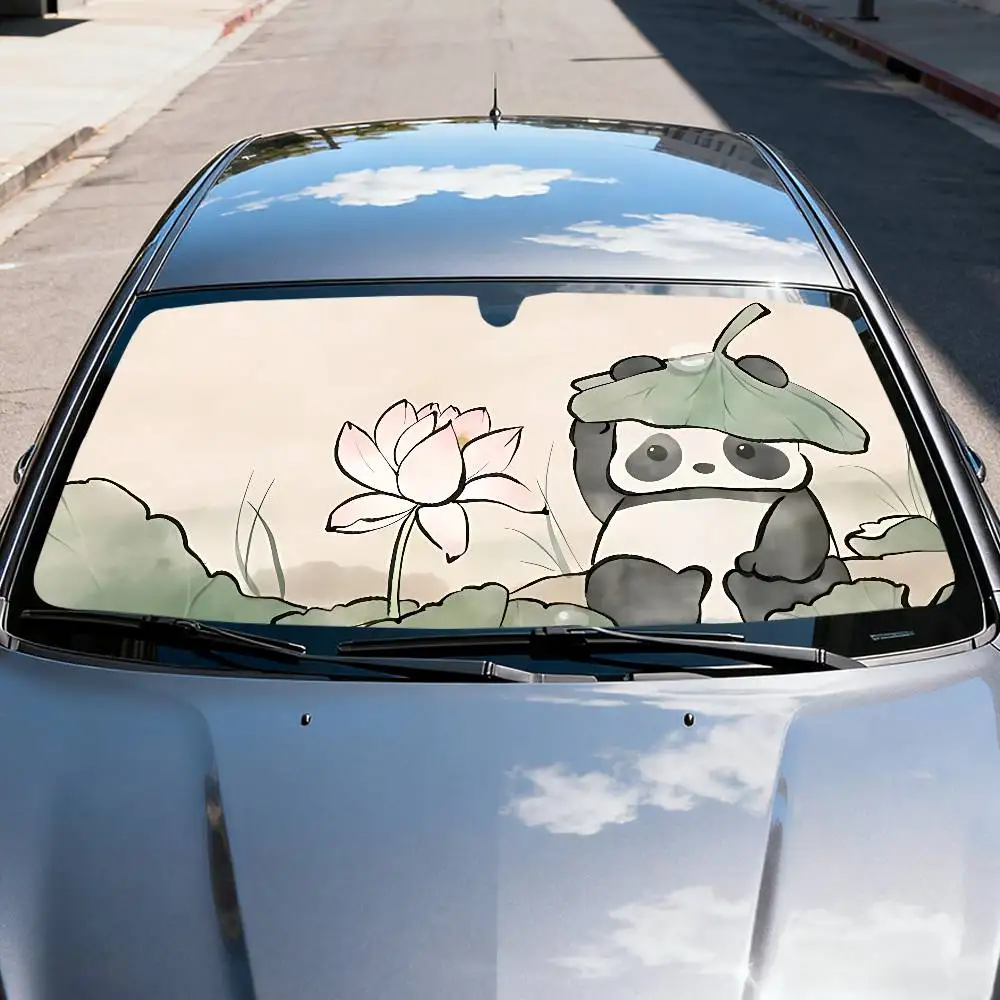 Panda Car SunShade Windscreen Front Window Visor 70x130cm Sun Visor Solar Protect Plaid Gift Novelty Car