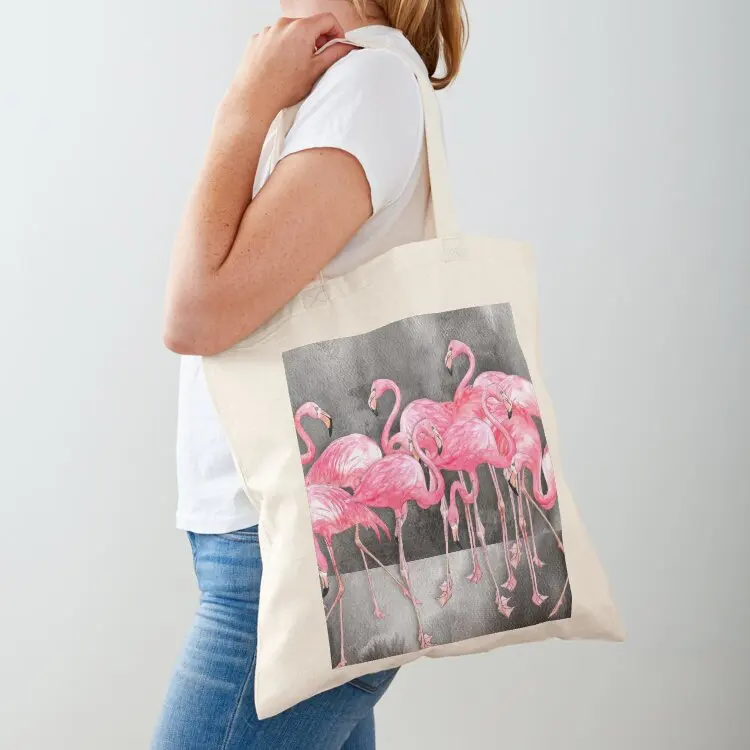 Flamingo Collage in Watercolor and Ink Tote Bag personalized tote tote bag canvas Lady bags