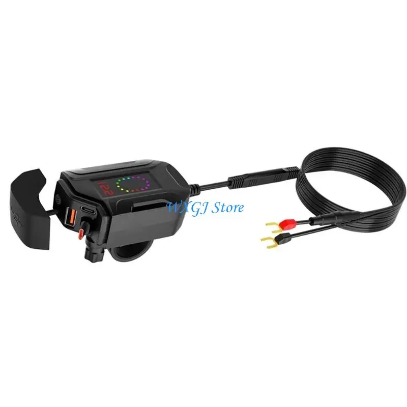 37JE Waterproof Motorcycle USB Chargers With LED Display Fast Charging