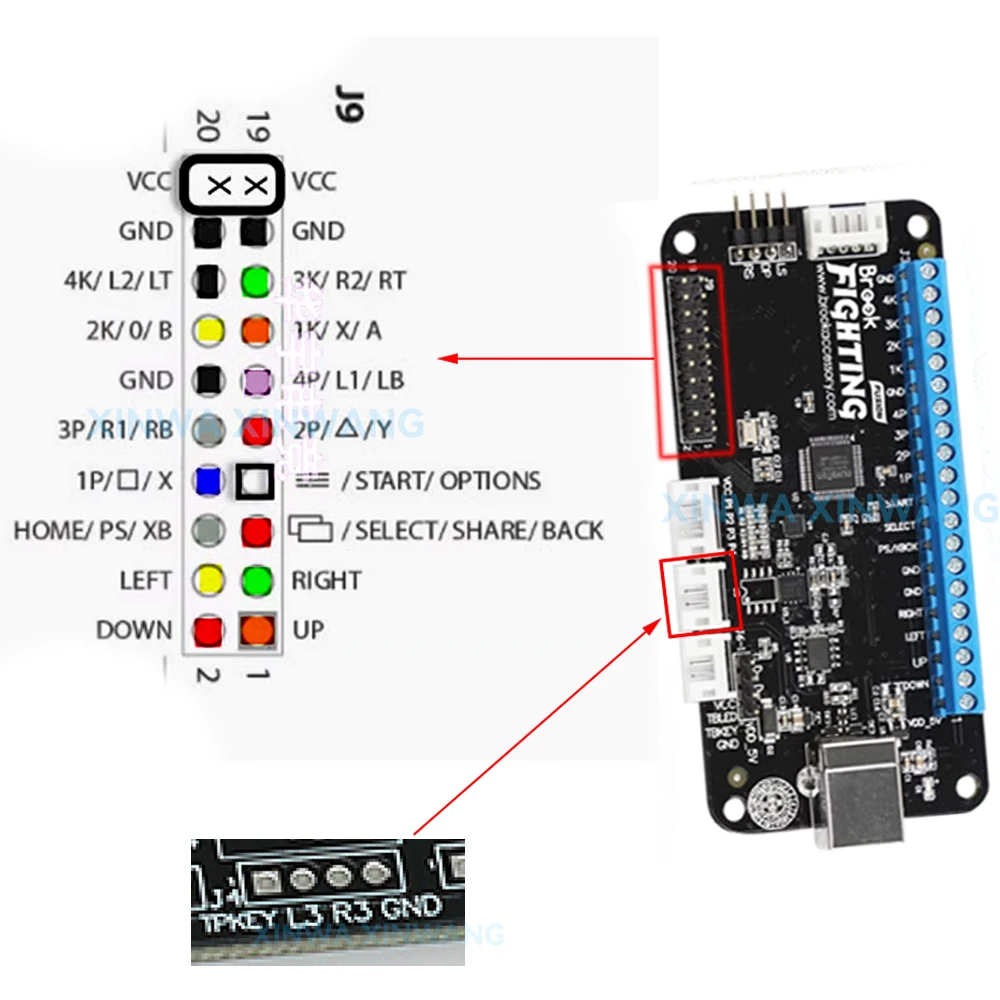 Fighting Board Cable 20-Pin Quick Connect For Brook Hitbox PS4 SANWA Joystick Easy Plug Harness 4-Pin Touchpad Button Harness