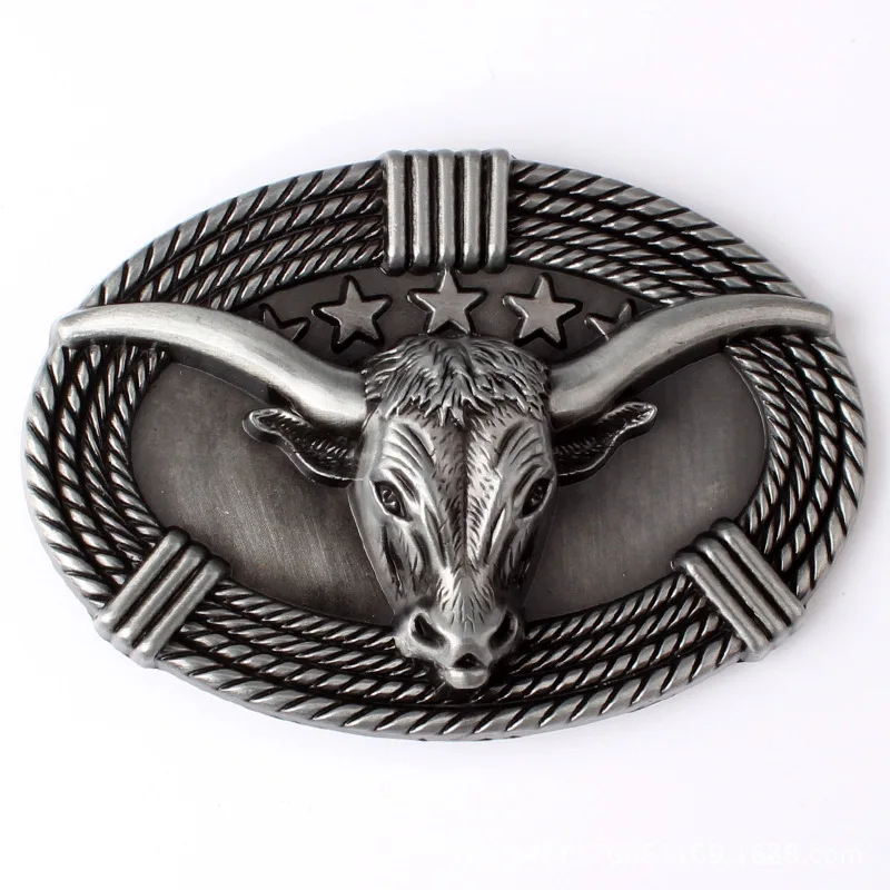 Handmade Bull Cabeça Belt Buckle, DIY Estilo de Rock Cowboy Ocidental, Acessórios Handmade, Cintura, K51