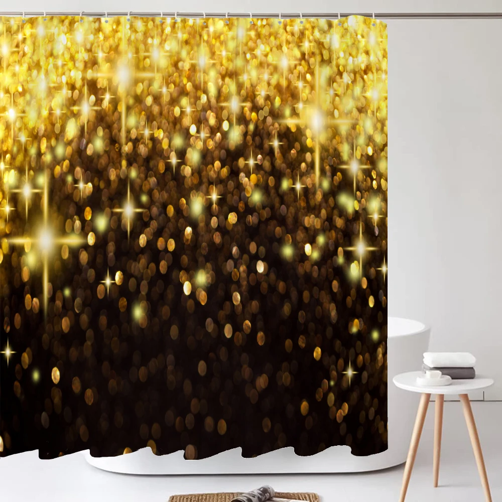 

Golden Glisten Dream Colorful Waterproof Fabric Shower Curtain For Bathroom Screen Decor Large Size Wall Cloth Background Cloth