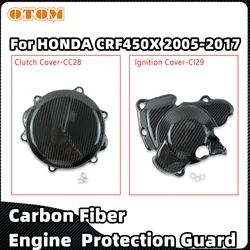 For HONDA CRF450X 05-17 Motocross Clutch Guard Cover Protector And Magnetic Motor Carbon Fiber Protective Cover