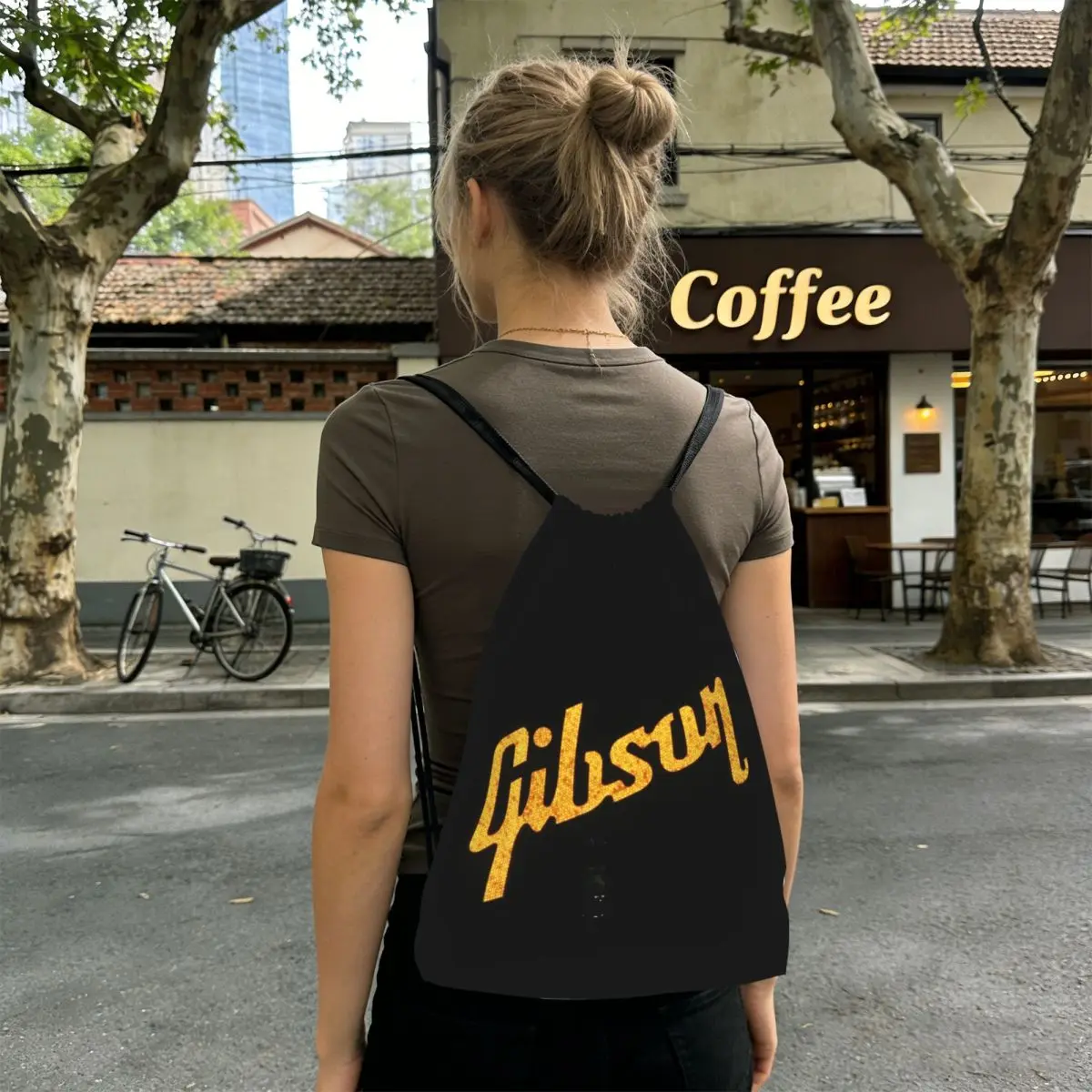 Gibson Music Logo Backpacks Multi-function Drawstring Bags Storage Bag Book Bags for Travel School