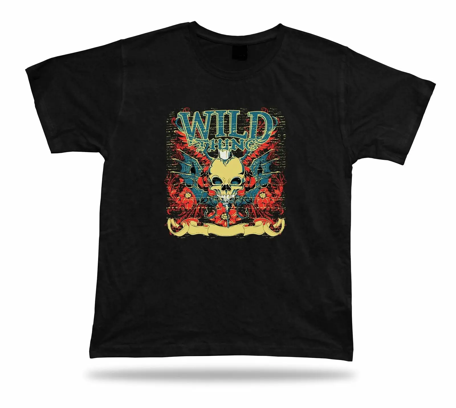 Tshirt Tee Shirt Birthday Gift Idea Wild Thing Skull Wings Gothic Emblam Retro