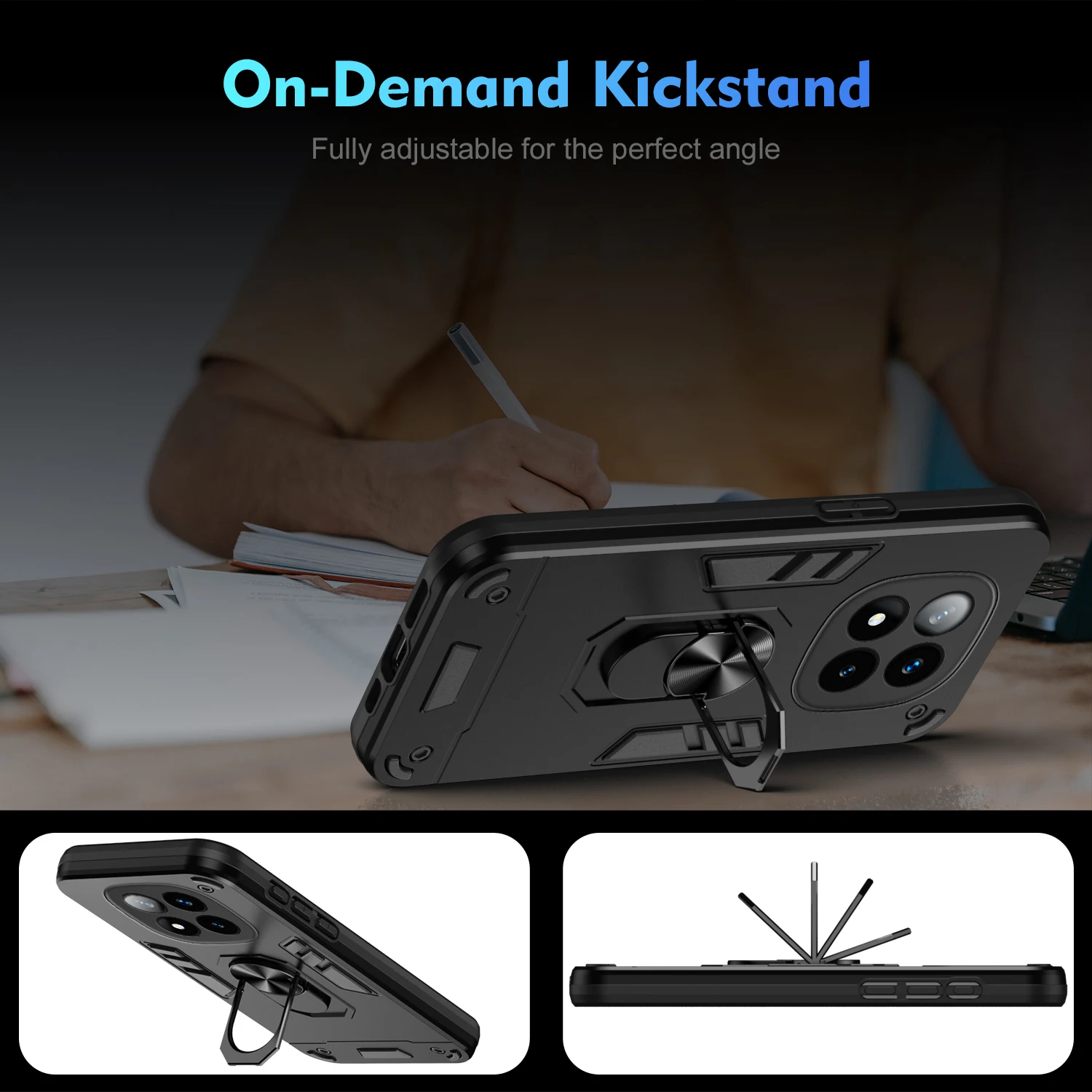 Military Grade Case for Xiaomi Redmi Note 15 Pro 5G Note 14 Pro+ Plus Protective Cover Shockproof Ring Stand Holder Fundas Coque