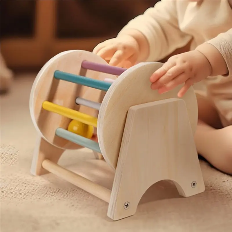 กลองไม้ฝึกทักษะสำหรับเด็กเล็ก CYGJ ของเล่นเสริมพัฒนาการด้านประสาทสัมผัส ของขวัญเสริมการเรียนรู้สำหรับเด็ก ฝึกการจดจำสีและรูปทรง