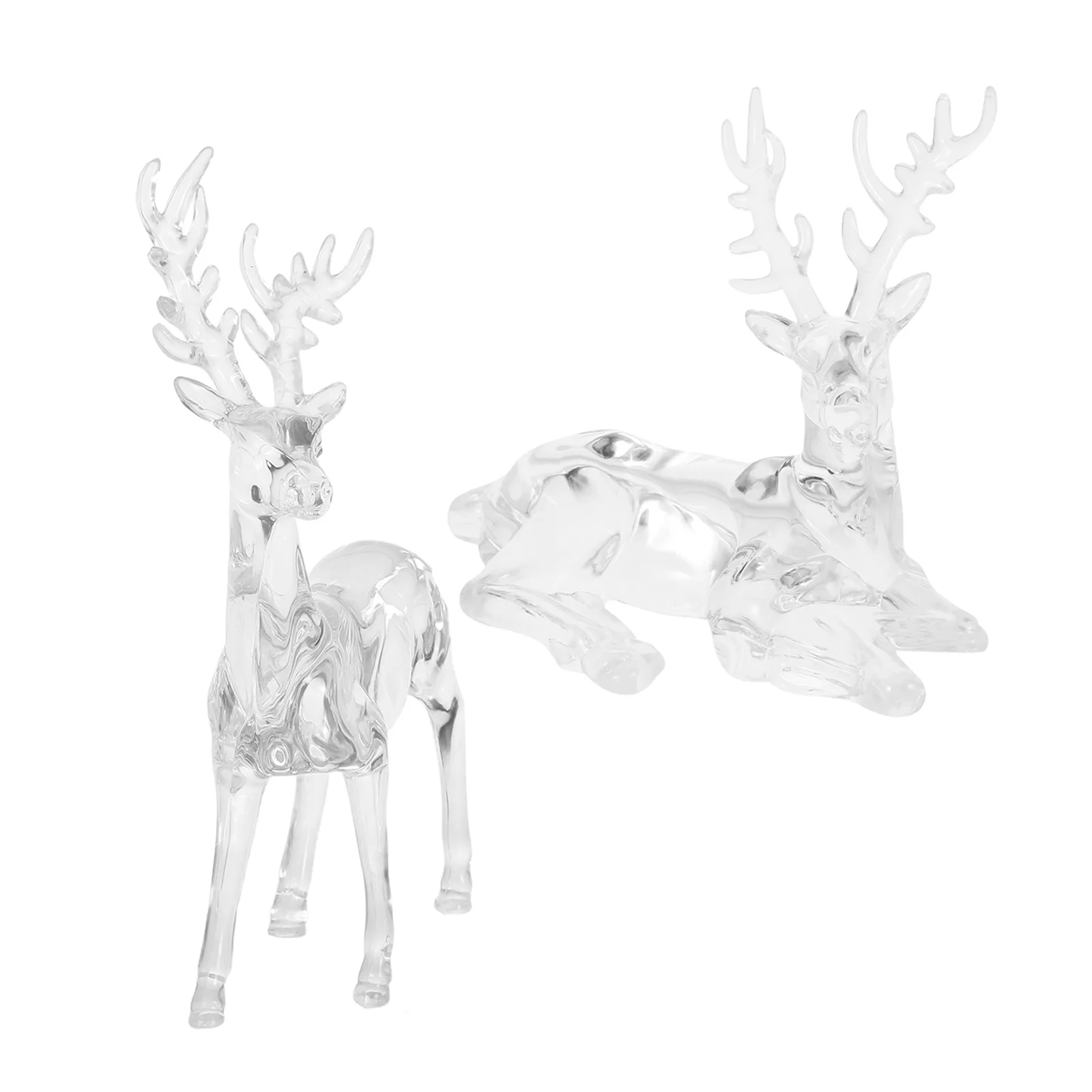 

2 pcs Acrylic Christmas Reindeer Ornaments Clear Standing Deer Figurines Holiday Home Decor Table Centerpiece Xmas Party