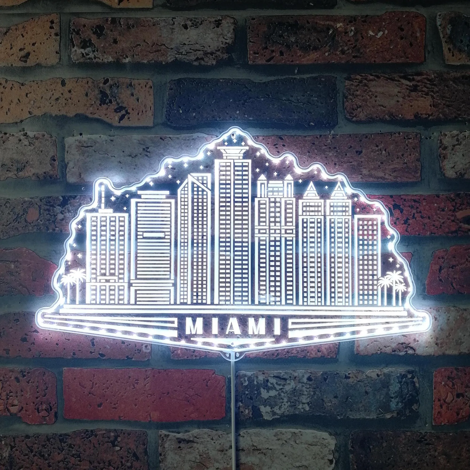 Miami South Florida USA Skyline Silhouette RGB Dynamic Glam LED Sign st06-fnd-i0118