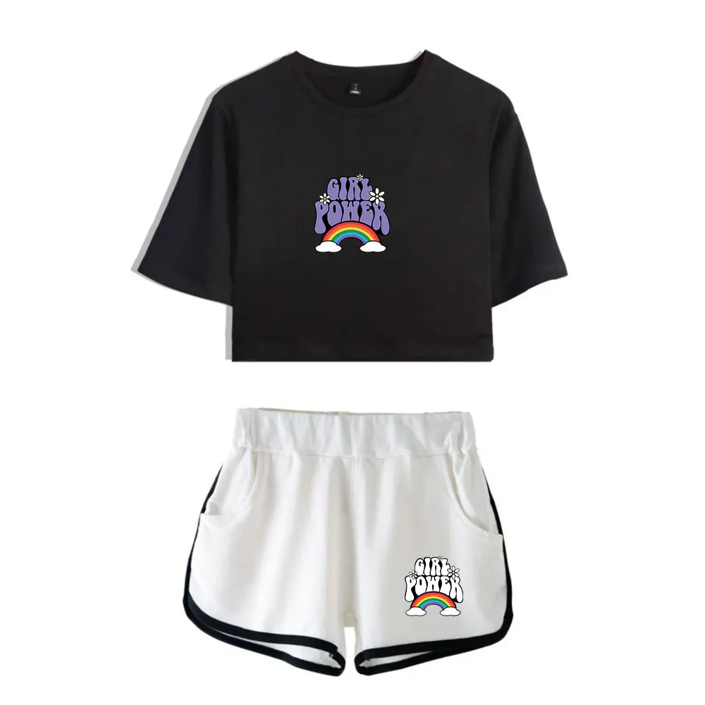 Stokes Twins Girl Power Vintage 90s logo Merch Tops Fashion Two Piece Set Shorts+Lovely TShirt Streetwear Harajuku Outwear