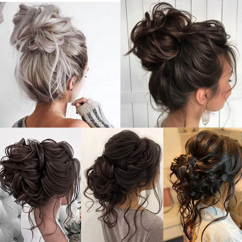 الاصطناعية ميسي Chignon تمديد اكسسوارات للشعر للنساء كعكة Scrunchie الشعر قطعة الطبيعية ذيل حصان المرأة الباروكات