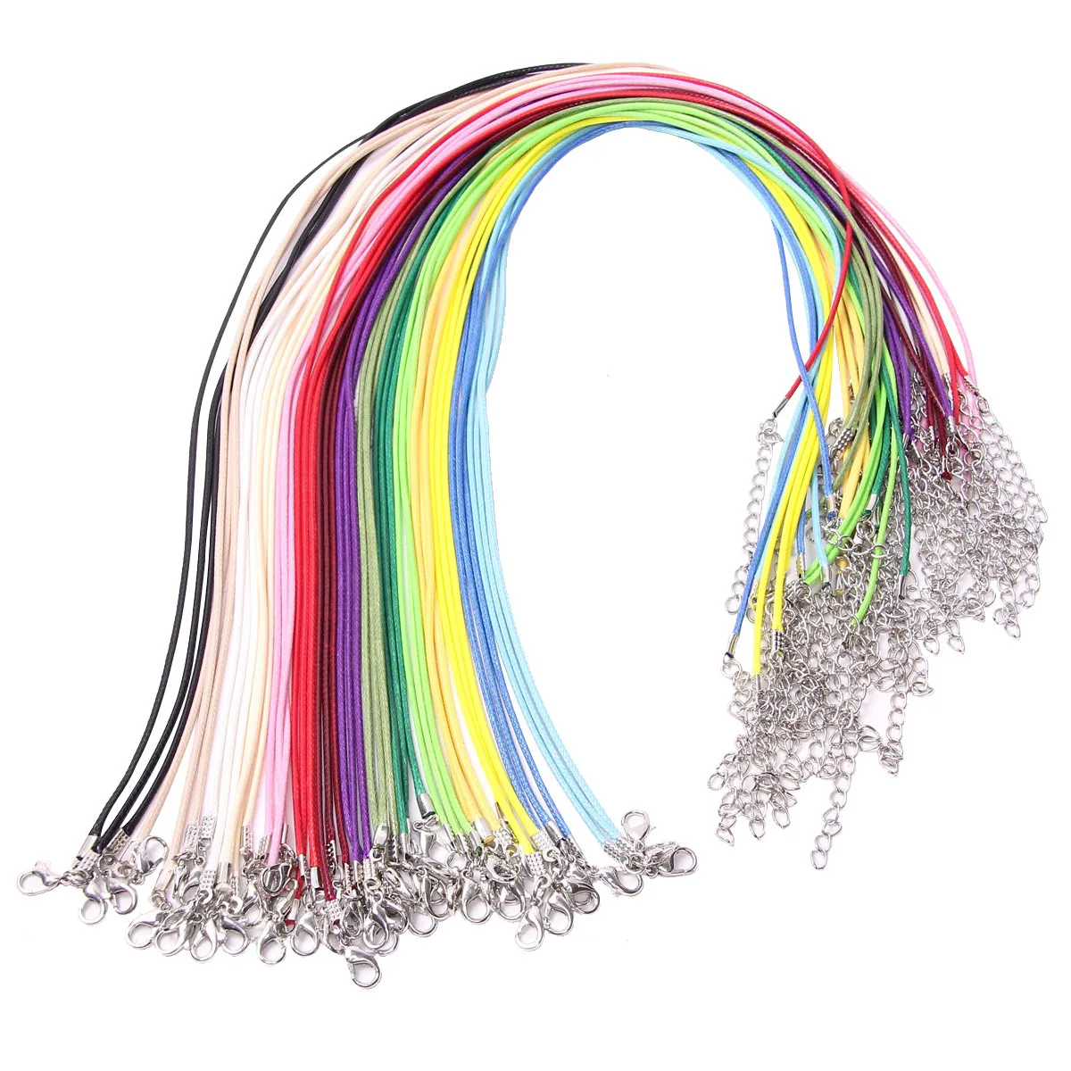 

20pcs/lot Waxed Cord Lobster Clasps Necklace Diameter 1.5mm Black Red Korean Waxed Rope Thread For Jewelry Making Length 45cm