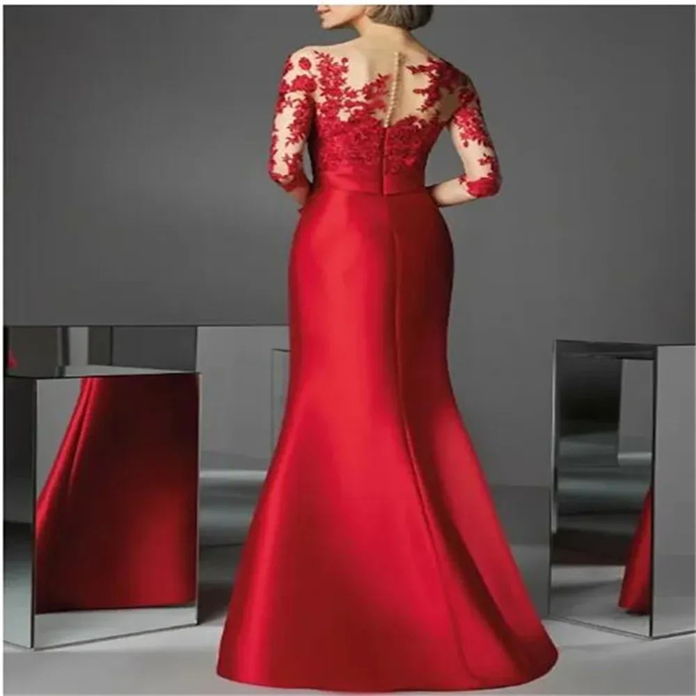 Evening Dresses Red Mother of the Bride Dresses Half Sleeves Formal Dresses 2024 Mermaid Cocktail Prom Gown فساتين الحفلات