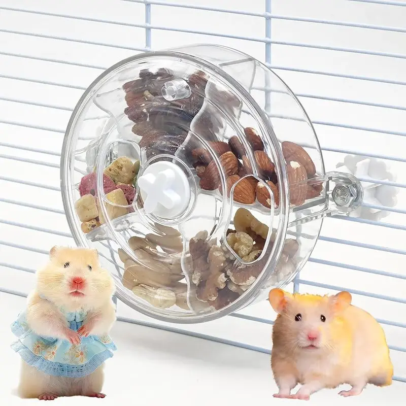 Rat Foraging Toy Interactive Slow Feeder with Transparent Rotating Treat Dispenser Wheel for Enrichment Activities Pet Rat PD