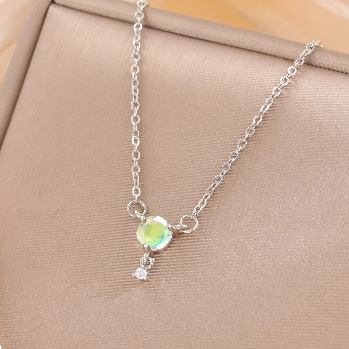 New Fashion Fluorescent Luminous 925 Sterling Silver Jewelry Matte Round Beads Water Droplets Crystal Necklaces  XL011