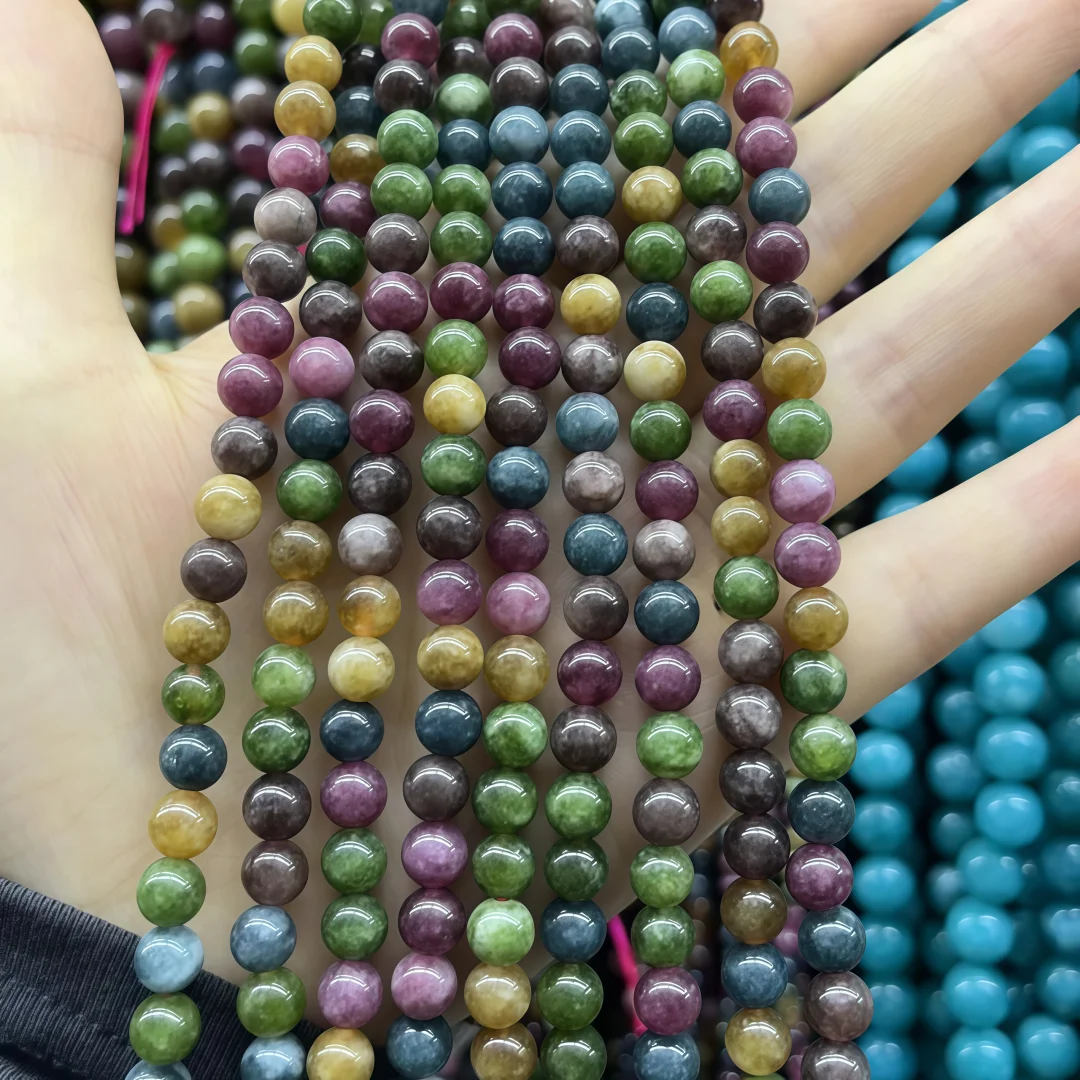 4/6/8/10mm Naturstein Perlen Regenbogen Turmalin Synthetische Runde Lose Spacer Perlen Für Halskette armband DIY Schmuck Machen